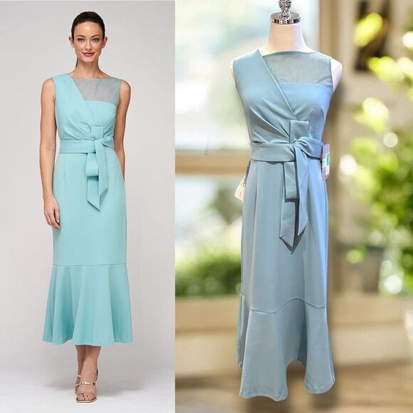JS Collections JOANNA BOW TEA LENGTH Midi DRESS Gown - Picture 1 of 16